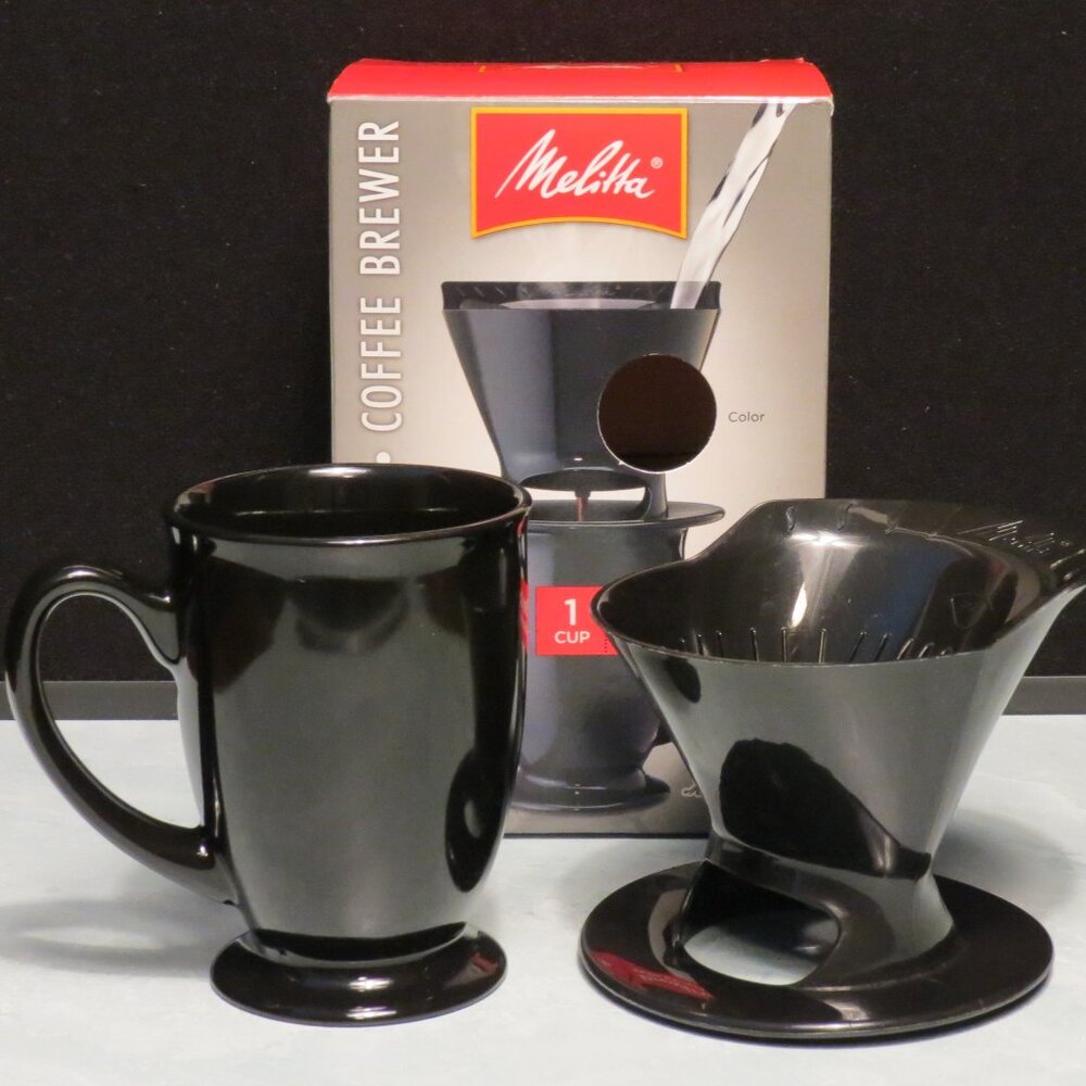 Melitta Pour-over Coffee Brewer Mug Cup Ready Set Joe Black